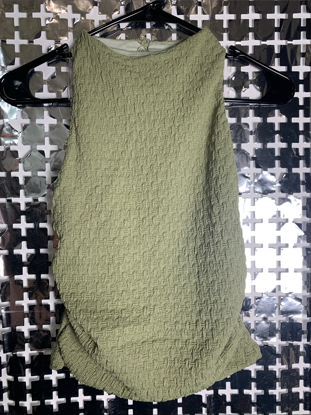 Textured Olive Green Sleeveless Tank Top